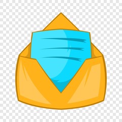 Poster - Open envelope with sheet of paper icon in cartoon style on a background for any web design 