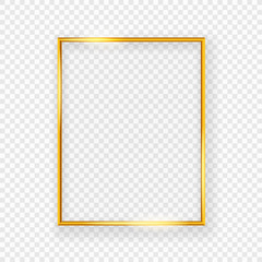 Aufkleber - Realistic shining metal picture frame on a wall. Vector illustration Isolated on transparent background