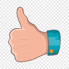 Poster - Thumb up gesture icon in cartoon style on a background for any web design 
