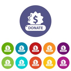 Poster - Donate badge icons color set vector for any web design on white background