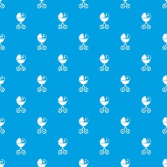 Poster - baby carriage star pattern vector seamless blue repeat for any use