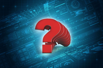 Poster - 3d rendering question mark concept
