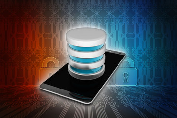Poster - 3d rendering Database with mobile
