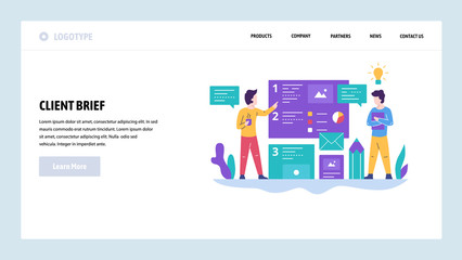 Poster - Vector web site design template. Client brief and marketing strategy. Customer business consulting. Landing page concepts for website and mobile development. Modern flat illustration.