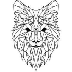 Vector. Polygonal geometric wolf head. Abstract linear isolated wolf