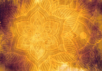 Wall Mural - abstract mandala graphic design and watercolor digital art painting for ancient geometric concept ba