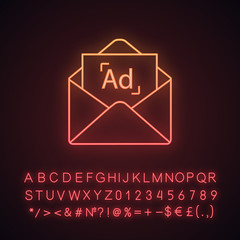 Poster - Targeted email marketing neon light icon