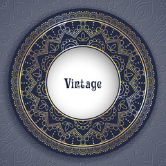 Wall Mural - Vintage ornamental round frame for greeting card, invitation or packaging design