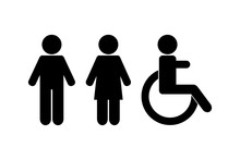 Man, Woman, Disabled Vector Icon. Gender Icon