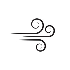wind blowing vector icon isolated on white background. simple flat wind pictogram. cold weather symb