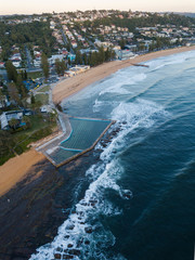 Wall Mural - Aerial view of Collaroy Beach, Sydney with rock pool.