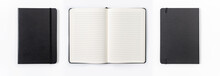 Black Notebook On White Background With Clipping Path
