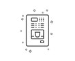 © blankstock - Coffee vending machine line icon. Hot drink sign. Fresh beverage symbol. Geometric shapes. Random cross elements. Linear Coffee vending icon design. Vector