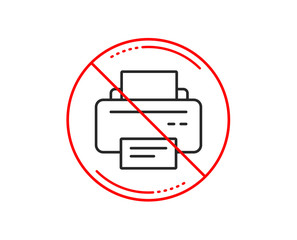 Aufkleber - No or stop sign. Printer icon. Printout Electronic Device sign. Office equipment symbol. Caution prohibited ban stop symbol. No  icon design.  Vector