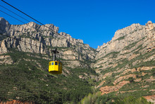 Yellow Cable Car At Montserrat, Spain
