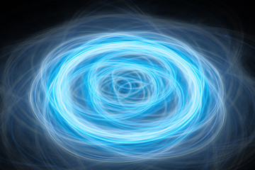 Wall Mural - Blue glowing concentric circular portal in space