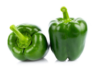 Wall Mural - Green pepper on white background