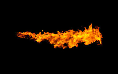 Fire flames on black background