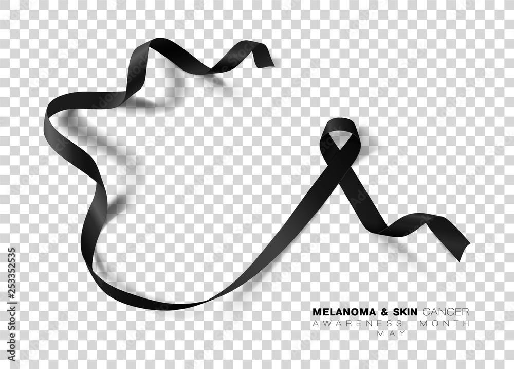 Melanoma and Skin Cancer Awareness Month. Black Color Ribbon Isolated ...
