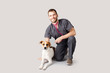 Vet with dog on Isolated Background