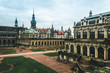 Dresdner Zwinger in Dresden with people,dramatic sky. Cityscape in Dresden. Travel and tourism in Dresden concept. Dresden landmark