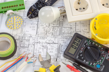 Still Life Of Electrical Components Arranged On Plans