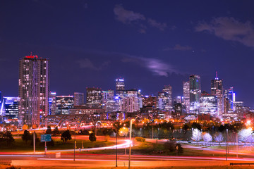 Wall Mural - Night scene of the Denver Colorado skyline