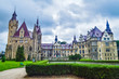 MOSZNA, POLAND, 24 AUGUST 2018: The beautiful Moszna Castle under the clouds