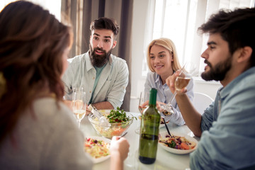 Sticker - Group of friends enjoying meal at home