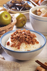 Wall Mural - Braised pork rice. Soy-stewed pork rice. Taiwanese Cuisine.