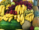 Fototapeta Kuchnia - close up on stacking various fresh fruits