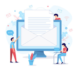 Fototapete - Sending business documents by mail. Business concept. Flat vector illustration.