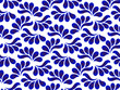 blue and white ceramic pattern with leaves