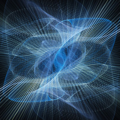 Aufkleber - abstract blue background. 3d illustration. fractal graphics composition of dots, waves and rays of l