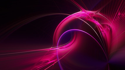 Poster - Abstract purple on black background texture. Dynamic curves ands blurs pattern. Detailed fractal graphics. Science and technology concept.