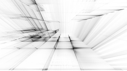 Aufkleber - Abstract black and white background element. Fractal graphics 3d illustration. Science or technology concept.