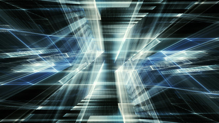 Poster - Abstract blue on black background element. Fractal graphics 3d illustration. Science or technology concept.