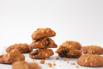 Wall Mural - close up cookie isolated on white background in the studio.