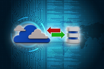 Poster - 3d rendering cloud database with transfering arrows
