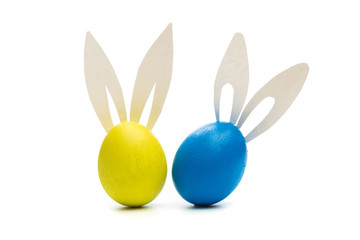 easter eggs with bunny ears  isolated