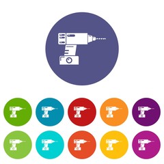 Poster - Drill icons color set vector for any web design on white background