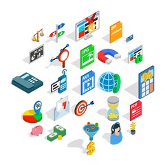 Poster - Biz icons set. Isometric set of 25 biz vector icons for web isolated on white background
