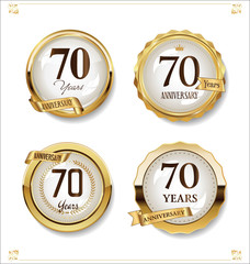 Anniversary golden labels retro vintage design collection 