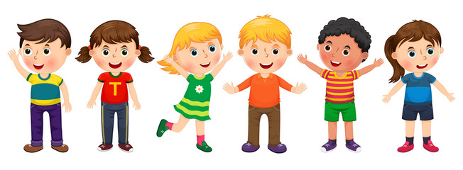 Children in different positions illustration