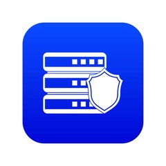 Poster - Database with gray shield icon digital blue for any design isolated on white vector illustration