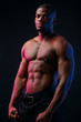 © alfa27 - Muscular man African bodybuilder. Man posing on a black background, shows his health and perfect shape.