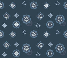 Japanese Blue And Grey Flower Pattern