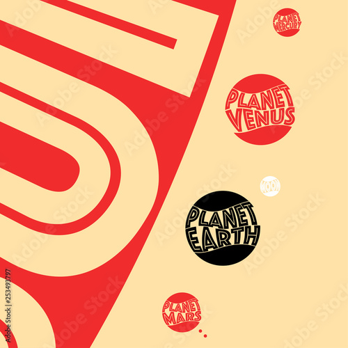 Graphic Inner Solar System Planets Size Ratio Retro Colors