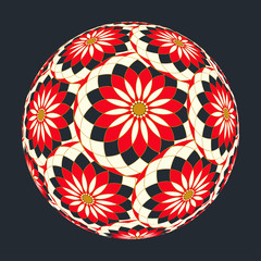 Wall Mural - floral balloon lantern symbol in red black gold shades