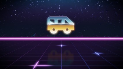 synthwave retro design icon of bus